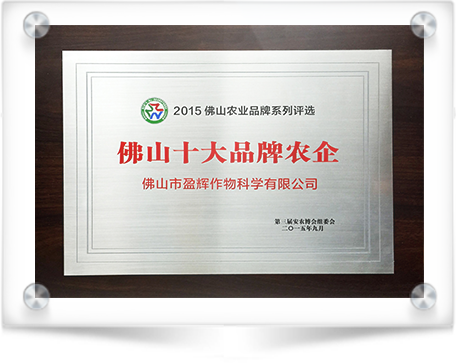 Award of Top 10 agricultural brands of Foshan 2015